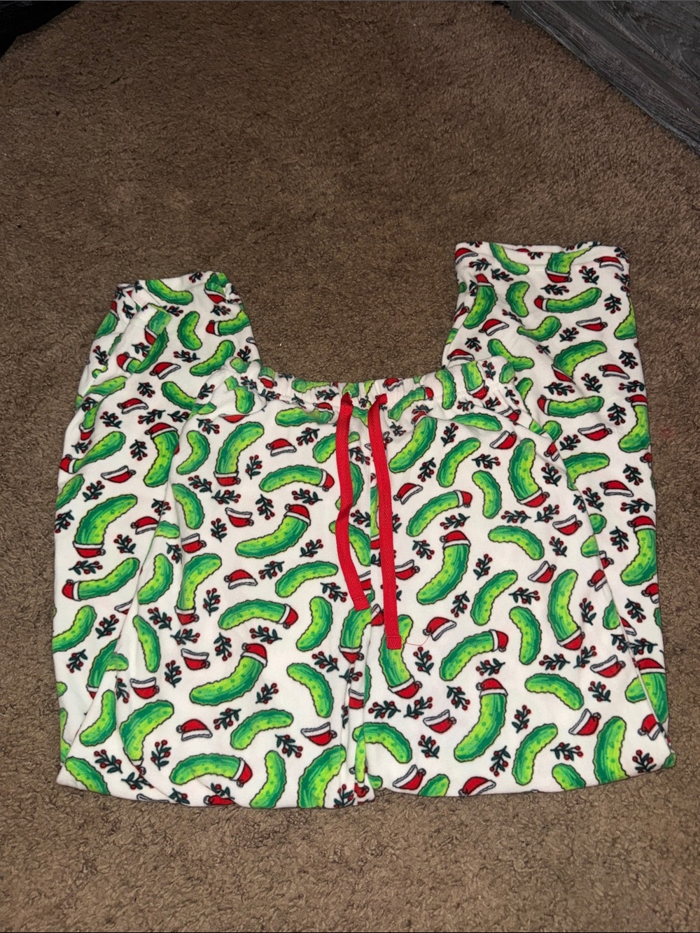 Pickle Print Lounge Pants with Red Drawstring